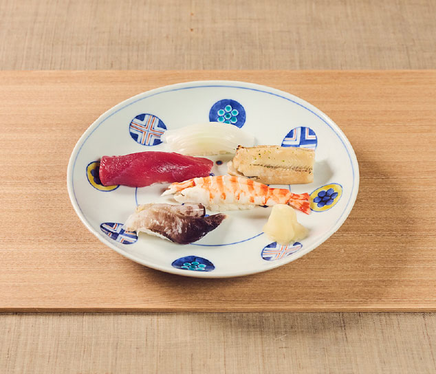 握り鮨九貫、加賀味噌汁